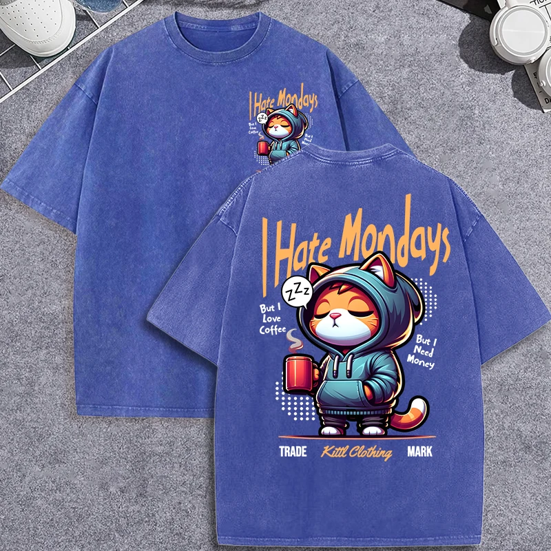 I Hate Monday But Love Coffee Sleeping Cat Printed Men Washed Tee Shirts Summer Cotton T-Shirt Loose O-Neck Clothes Hip Hop Top
I Hate Monday But Love Coffee Sleeping Cat Printed Men Washed Tee Shirts Summer Cotton T-Shirt Loose O-Neck Clothes Hip Hop Top