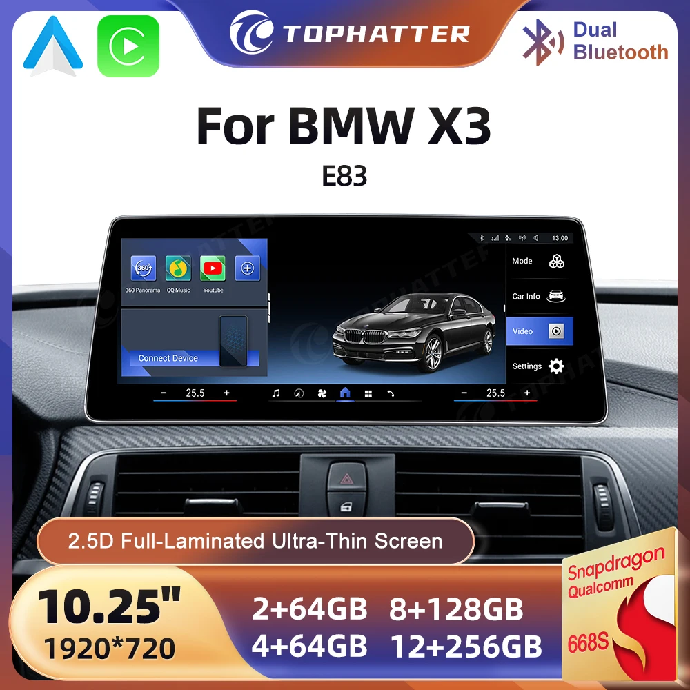 10.25" Android CarPlay for BMW X3 E83 Wireless Carplay Multimedia Radio QLED DSP Multimedia WIFI Stereo Touch Screen
10.25" Android CarPlay for BMW X3 E83 Wireless Carplay Multimedia Radio QLED DSP Multimedia WIFI Stereo Touch Screen