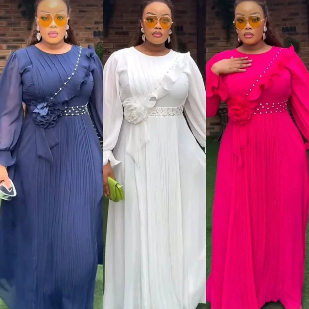 Plus-size Women's Solid Color Round-neck Chiffon Clothes With Beaded Three-dimensional Floral Design Ruffles, And Lantern Sleeve
Plus-size Women's Solid Color Round-neck Chiffon Clothes With Beaded Three-dimensional Floral Design Ruffles, And Lantern Sleeve