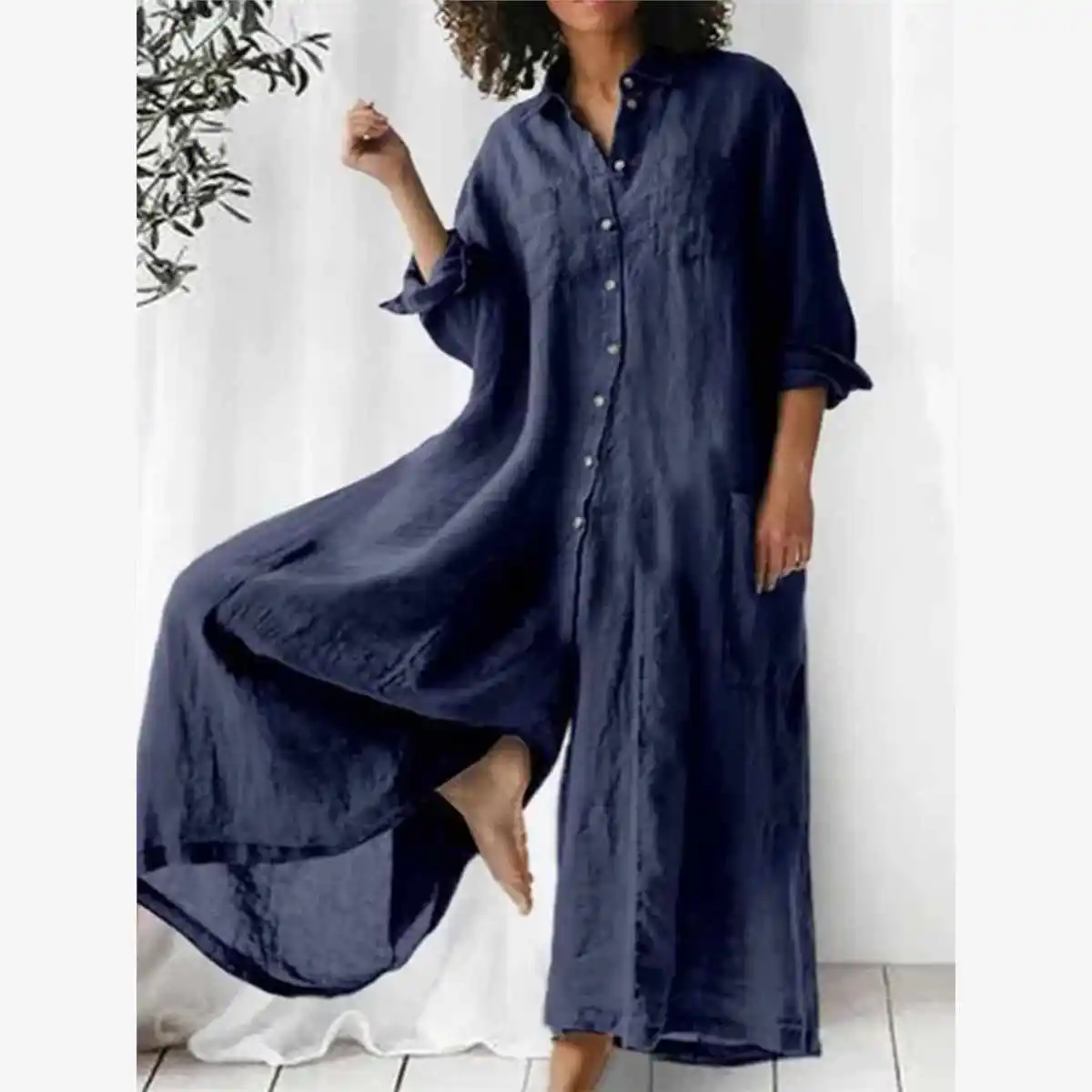 Loose Women's Casual Shirt Jumpsuit High Waist Wide Leg Pants Street Style Trousers Female Loose Fit One-Piece Suit
Loose Women's Casual Shirt Jumpsuit High Waist Wide Leg Pants Street Style Trousers Female Loose Fit One-Piece Suit