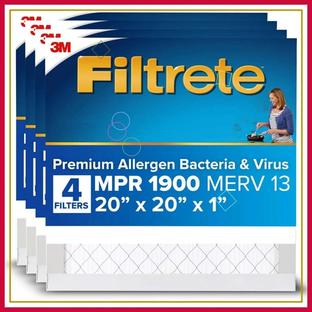 20x20x1 MERV 13 Pleated AC Furnace Air Filter, 4-Pack, 3-Month, Allergens & Pollutants
20x20x1 MERV 13 Pleated AC Furnace Air Filter, 4-Pack, 3-Month, Allergens & Pollutants