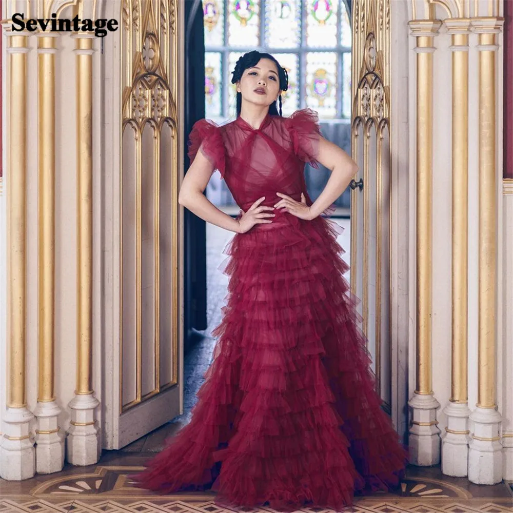 Sevintage Noble Tulle Evening Dresses O-Neck Cap Sleeves Tiered Floor Length Formal Women Prom Gown Special Occasion Dress 2023
Sevintage Noble Tulle Evening Dresses O-Neck Cap Sleeves Tiered Floor Length Formal Women Prom Gown Special Occasion Dress 2023