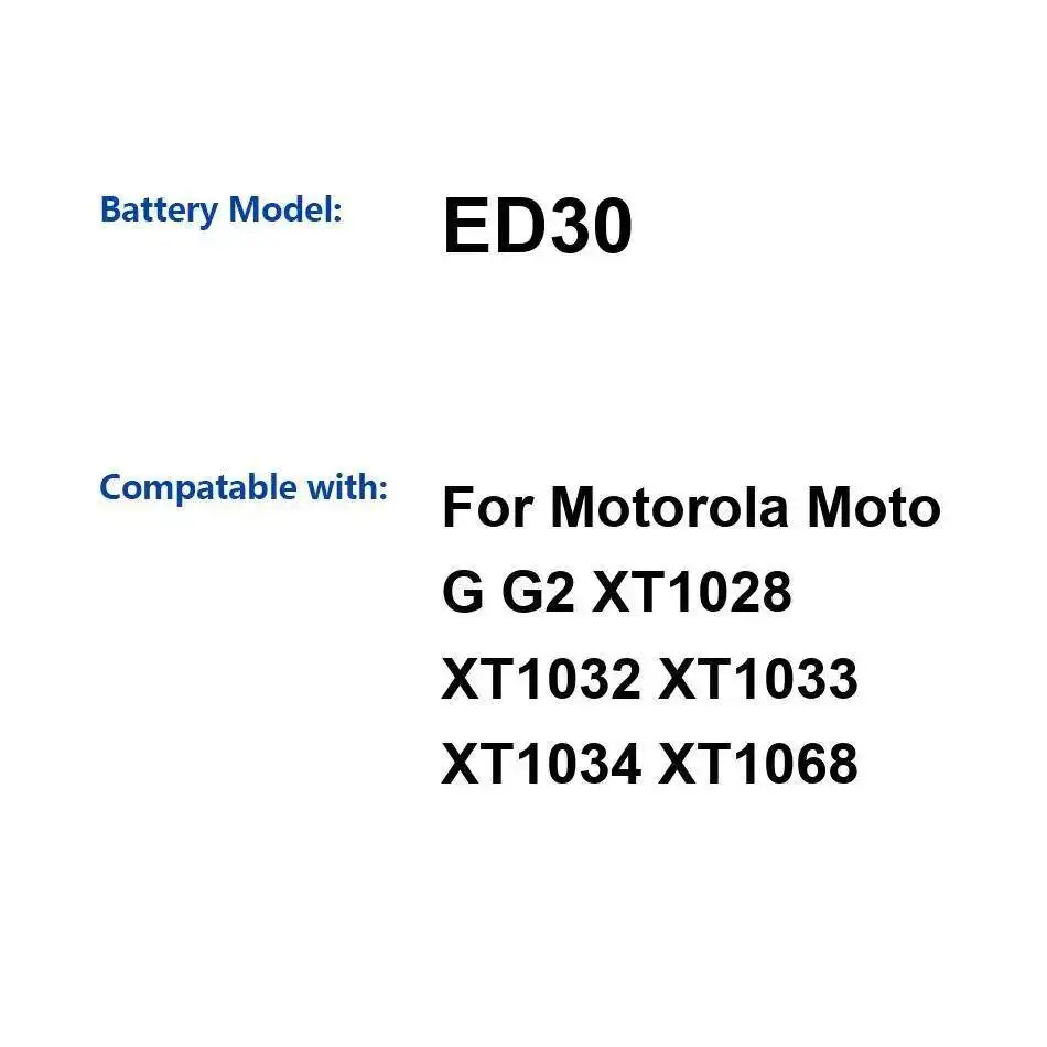 Долговечный аккумулятор мобильного телефона 2010 мАч ED30 для Motorola Moto G G2 XT1028 XT1032 XT1033 XT1034 XT1068 высокой емкости
Долговечный аккумулятор мобильного телефона 2010 мАч ED30 для Motorola Moto G G2 XT1028 XT1032 XT1033 XT1034 XT1068 высокой емкости