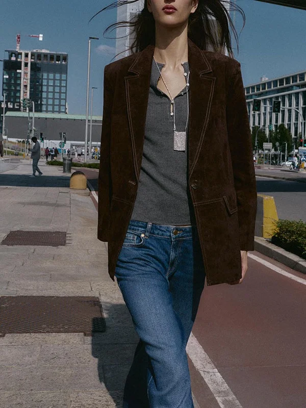 Fall 2025 Women's Versatile Long Sve Leather Straight Cut Suit Jaet Collared Outerwear Commute Sle Ladies Faion
Fall 2025 Women's Versatile Long Sve Leather Straight Cut Suit Jaet Collared Outerwear Commute Sle Ladies Faion