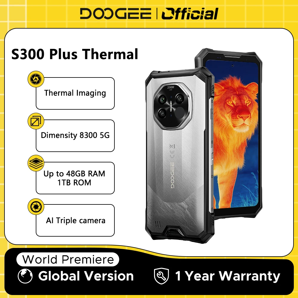 Global Version DOOGEE S300 Plus Thermal 5G Rugged Phone Thermal Imaging 12GB 1TB 6.78'' Screen 11000mAh Android 16 Mobile Phone
Global Version DOOGEE S300 Plus Thermal 5G Rugged Phone Thermal Imaging 12GB 1TB 6.78'' Screen 11000mAh Android 16 Mobile Phone