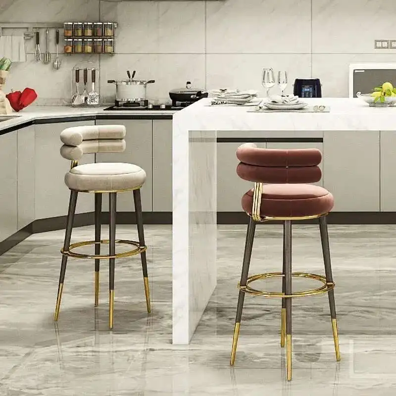 Luxury Stainless Steel Rotating Bar Chair Italian Fabric High-foot Bar Chairs for Kitchen Modern Minimalist Home Back Bar Stools
Luxury Stainless Steel Rotating Bar Chair Italian Fabric High-foot Bar Chairs for Kitchen Modern Minimalist Home Back Bar Stools