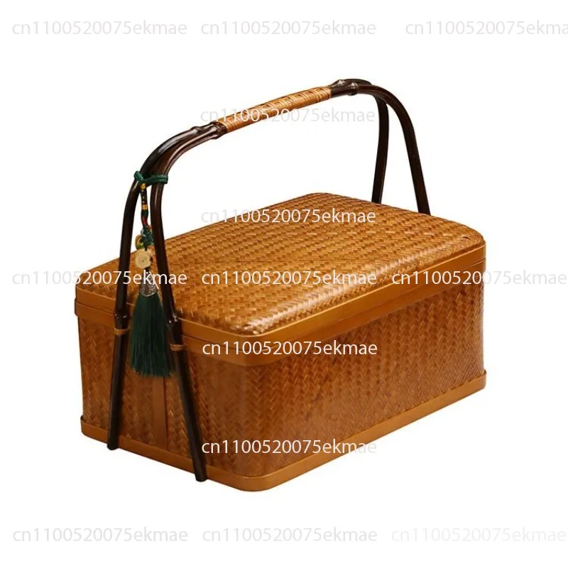Бамбуковая плетеная корзина ручной работы, портативная корзина в стиле ретро, двухслойная коробка для еды, подарочная коробка для лунного торта, портативная коробка для хранения чайного сервиза
Бамбуковая плетеная корзина ручной работы, портативная корзина в стиле ретро, двухслойная коробка для еды, подарочная коробка для лунного торта, портативная коробка для хранения чайного сервиза
