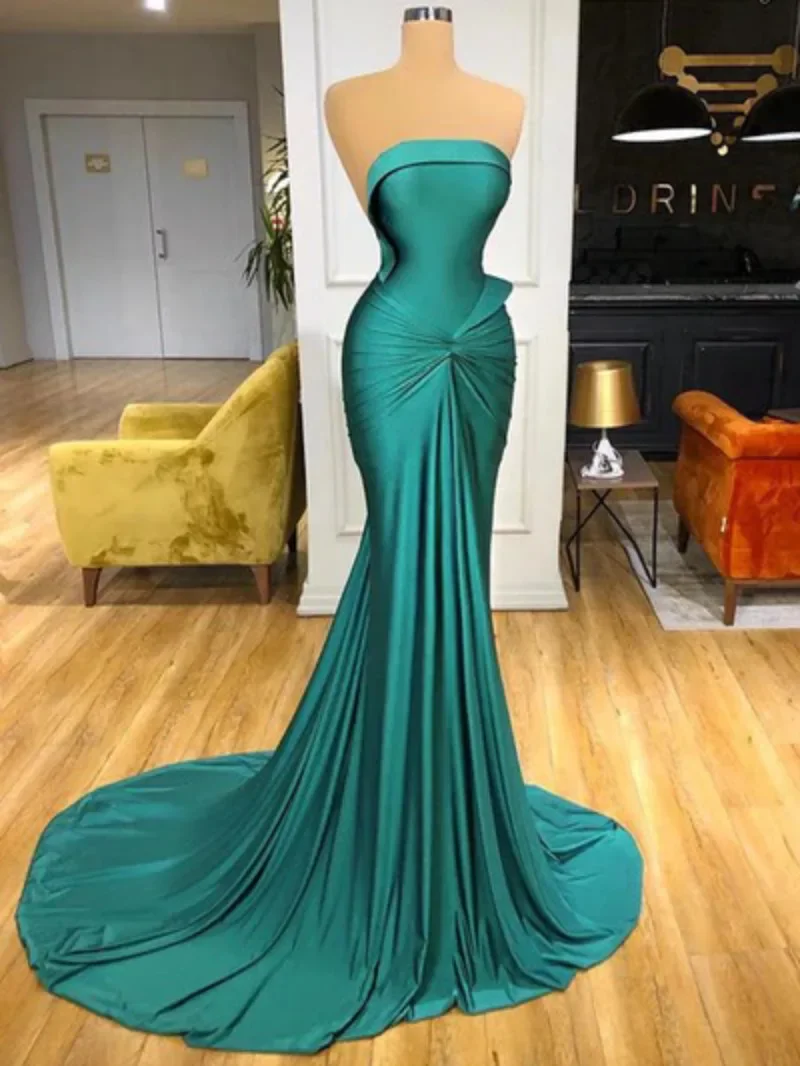 Sweetheart Solid Color Satin Celebrity Dress Sexy Pleated Slim Waist Vestido Fiesta Sexy Tube Top Mermaid Evening Dresses
Sweetheart Solid Color Satin Celebrity Dress Sexy Pleated Slim Waist Vestido Fiesta Sexy Tube Top Mermaid Evening Dresses
