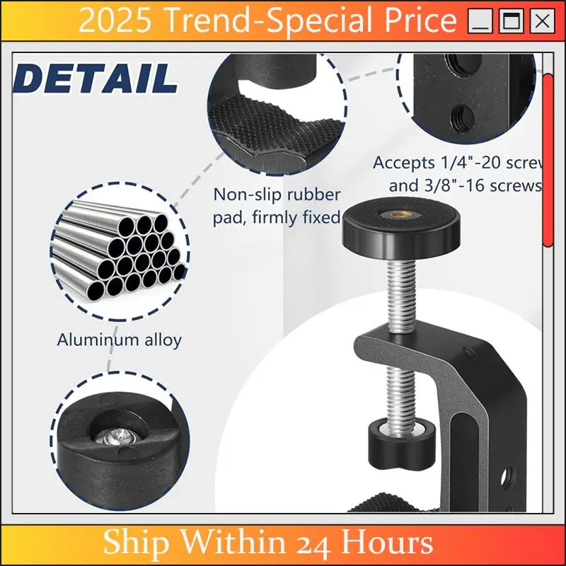 A61Z Deals Support Clamp Table Clamp Universal C Clamp With 1/4 Inch And 3/8 Inch Thread Hole Aluminum
A61Z Deals Support Clamp Table Clamp Universal C Clamp With 1/4 Inch And 3/8 Inch Thread Hole Aluminum