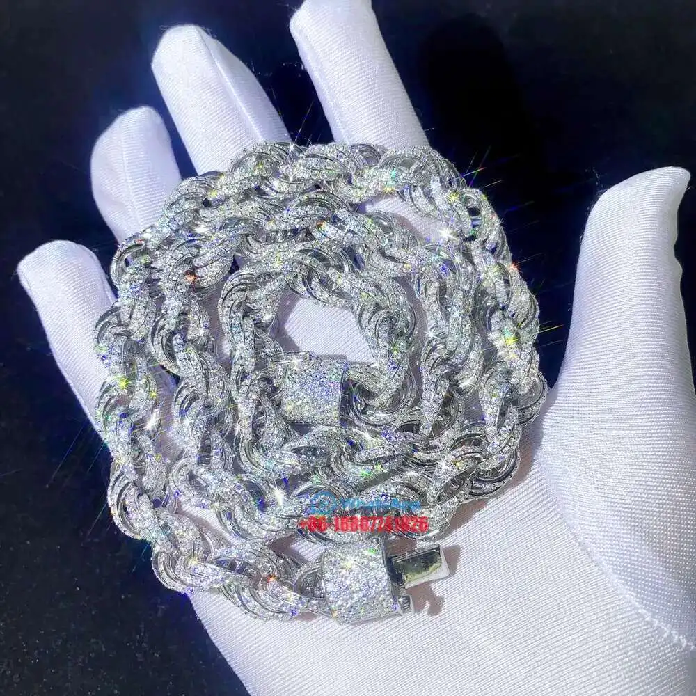 Drop Shipping White Gold 925 Sterling Silver 15mm Micro Pave Vvs Moissanite Diamond Rope Chain Necklace
Drop Shipping White Gold 925 Sterling Silver 15mm Micro Pave Vvs Moissanite Diamond Rope Chain Necklace