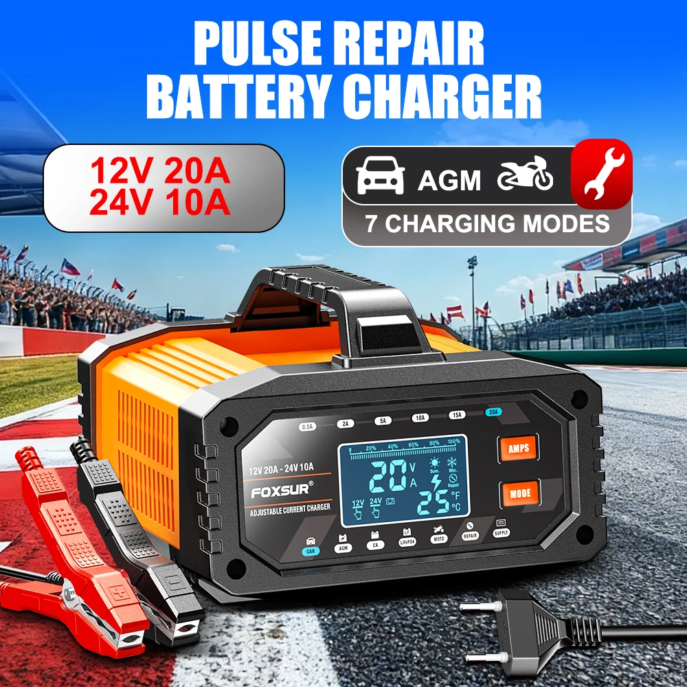 Car Motorcycle Battery Charger Intelligent 7-stage Chargers Large Screen Digital Display Smart Battey Charger 12V 24V 20A 10A
Car Motorcycle Battery Charger Intelligent 7-stage Chargers Large Screen Digital Display Smart Battey Charger 12V 24V 20A 10A