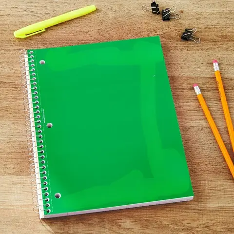 Wide Ruled 5-Subject Notebook, 8 in x 10.5 in, Green