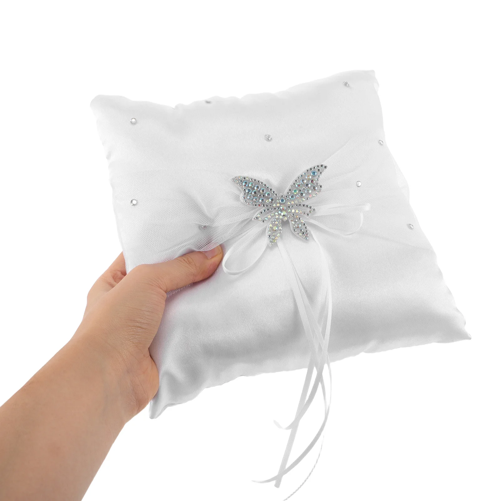 Wedding Ring Pillow: White Satin Rhinestone Bow Small Size For Ring Bearer Church Decor Rustic Vintage Bridal Accessories
Wedding Ring Pillow: White Satin Rhinestone Bow Small Size For Ring Bearer Church Decor Rustic Vintage Bridal Accessories