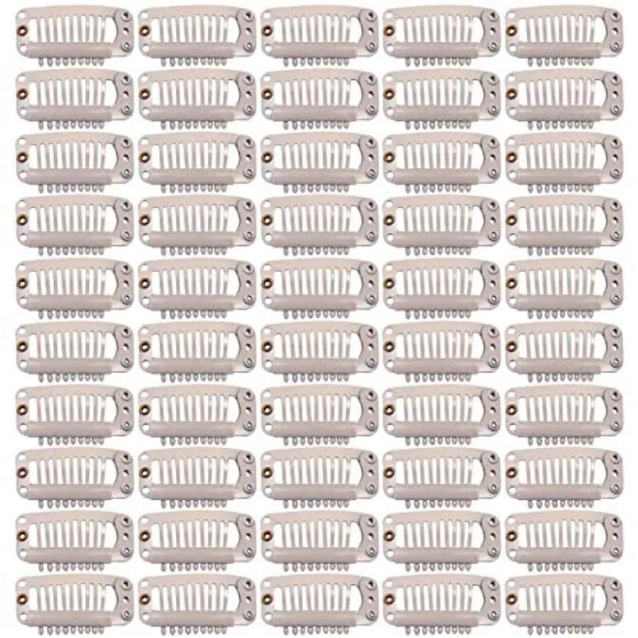 Hair Extension Clips for Salon Use, Metal, Silver, 50 Pcs 32mm 9-Teeth Secure Grip
Hair Extension Clips for Salon Use, Metal, Silver, 50 Pcs 32mm 9-Teeth Secure Grip