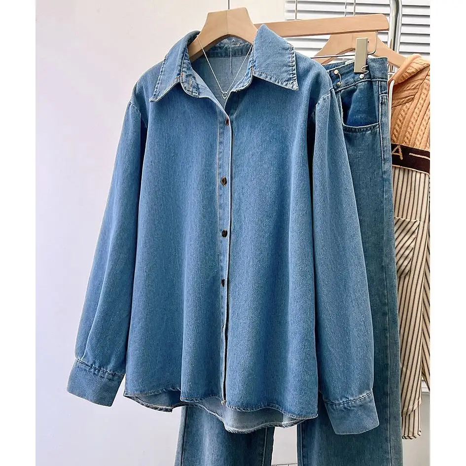 New 2023 Autumn Spring Women's Blouses Casual Fashionable Denim Shirts Jean Pockets Korean Style Minimalist Lady oversized Tops
New 2023 Autumn Spring Women's Blouses Casual Fashionable Denim Shirts Jean Pockets Korean Style Minimalist Lady oversized Tops