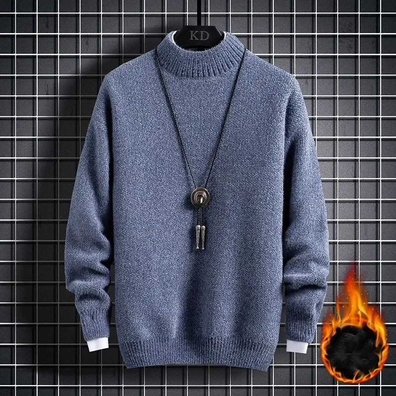 Men's Autumn Winter Solid Color Pullover Plus Velvet Warm Knit Sweater Solid Color Stretch Slim Fashion Bottoming Shirt Sweaters
Men's Autumn Winter Solid Color Pullover Plus Velvet Warm Knit Sweater Solid Color Stretch Slim Fashion Bottoming Shirt Sweaters