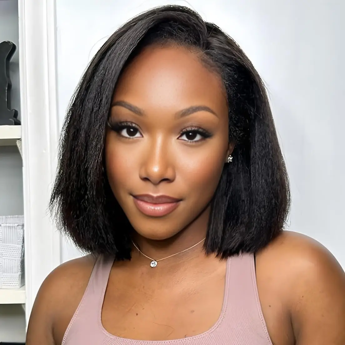 18 Inch Black Kinky Straight Human Hair Wig Finely Tailored Neat Stitching Anti-frizz Graceful Daily Wig Portable Wearable Human Hair Wigs For Black Woman Wear
18 Inch Black Kinky Straight Human Hair Wig Finely Tailored Neat Stitching Anti-frizz Graceful Daily Wig Portable Wearable Human Hair Wigs For Black Woman Wear