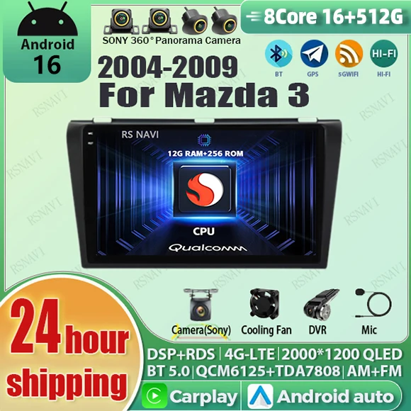 Android 16 For Mazda 3 I BK 2003-2009 2K QLED Android Car Radio Multimedia Video Player GPS AI Voice 4G CarPlay Head Unit Stereo
Android 16 For Mazda 3 I BK 2003-2009 2K QLED Android Car Radio Multimedia Video Player GPS AI Voice 4G CarPlay Head Unit Stereo