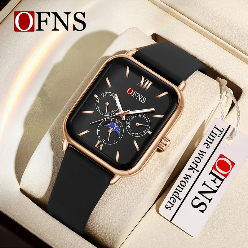 OFNS1529 Fashion Personalized Square Women's Quartz Watch Moon Phase Night Light Waterproof Men's and Women's Six Needle Watch
OFNS1529 Fashion Personalized Square Women's Quartz Watch Moon Phase Night Light Waterproof Men's and Women's Six Needle Watch