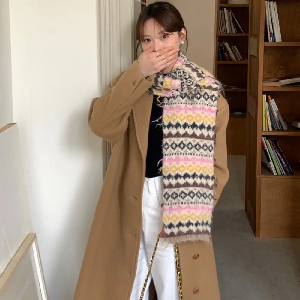 Warm Jacquard Knitted Scarf Printed Wool Fair Isle Style Scarf Vintage Cold Protection Winter Wool Neckerchief
Warm Jacquard Knitted Scarf Printed Wool Fair Isle Style Scarf Vintage Cold Protection Winter Wool Neckerchief