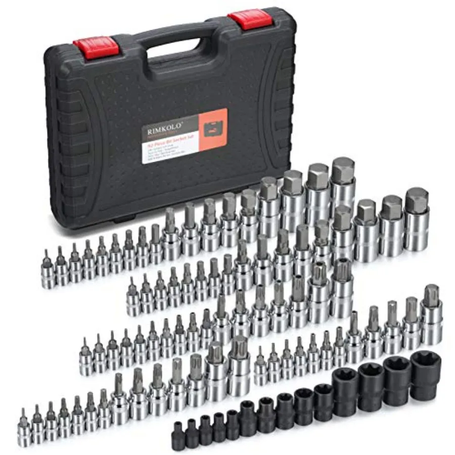 92-Piece Allen and Torx Bit Socket Set 1/4" 3/8" and 1/2" Drive Tamper Proof Torx/Hex SAE and Metric Bit Set
92-Piece Allen and Torx Bit Socket Set 1/4" 3/8" and 1/2" Drive Tamper Proof Torx/Hex SAE and Metric Bit Set