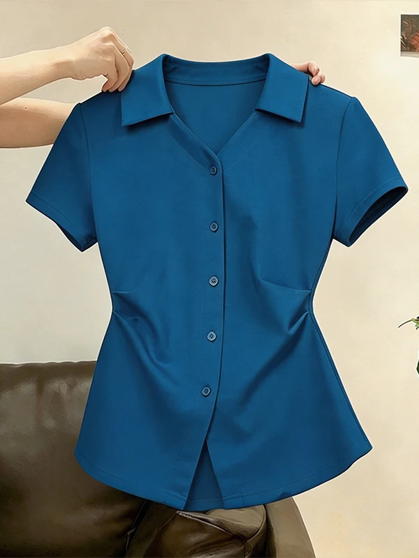 plus Size Korean Style Fashionable Neck Short Sleeve Shirt Women's Summer New Elegant Versatile Slimming Top
plus Size Korean Style Fashionable Neck Short Sleeve Shirt Women's Summer New Elegant Versatile Slimming Top