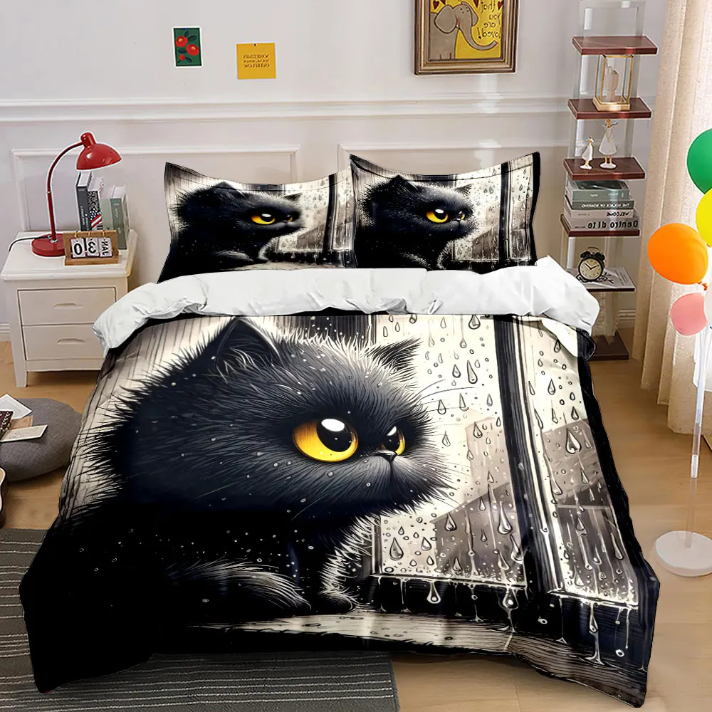Black cat by rainy window Print Bedding Set 1 Duvet Cover 2 Pillowcases for Adult and Children Luxury Gift Full Size
Black cat by rainy window Print Bedding Set 1 Duvet Cover 2 Pillowcases for Adult and Children Luxury Gift Full Size