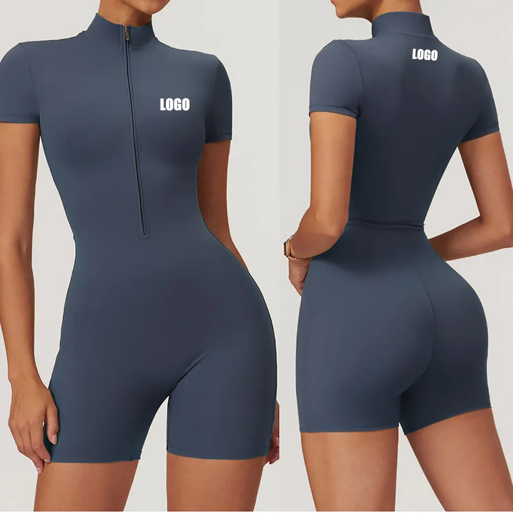 Customized LOGO women's summer zipper short-sleeved yoga onesie dance fitness tight sports onesie
Customized LOGO women's summer zipper short-sleeved yoga onesie dance fitness tight sports onesie