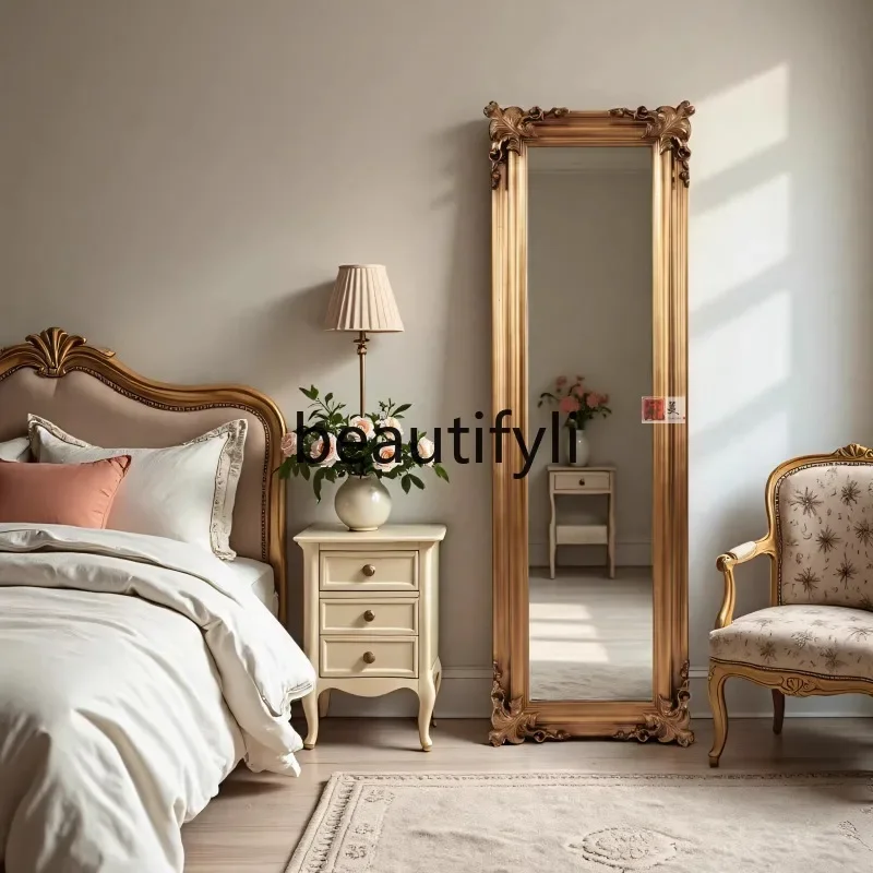 ss25 European full-body full-length mirror, narrow hand-carved retro floor mirror, American home fitting mirror
ss25 European full-body full-length mirror, narrow hand-carved retro floor mirror, American home fitting mirror