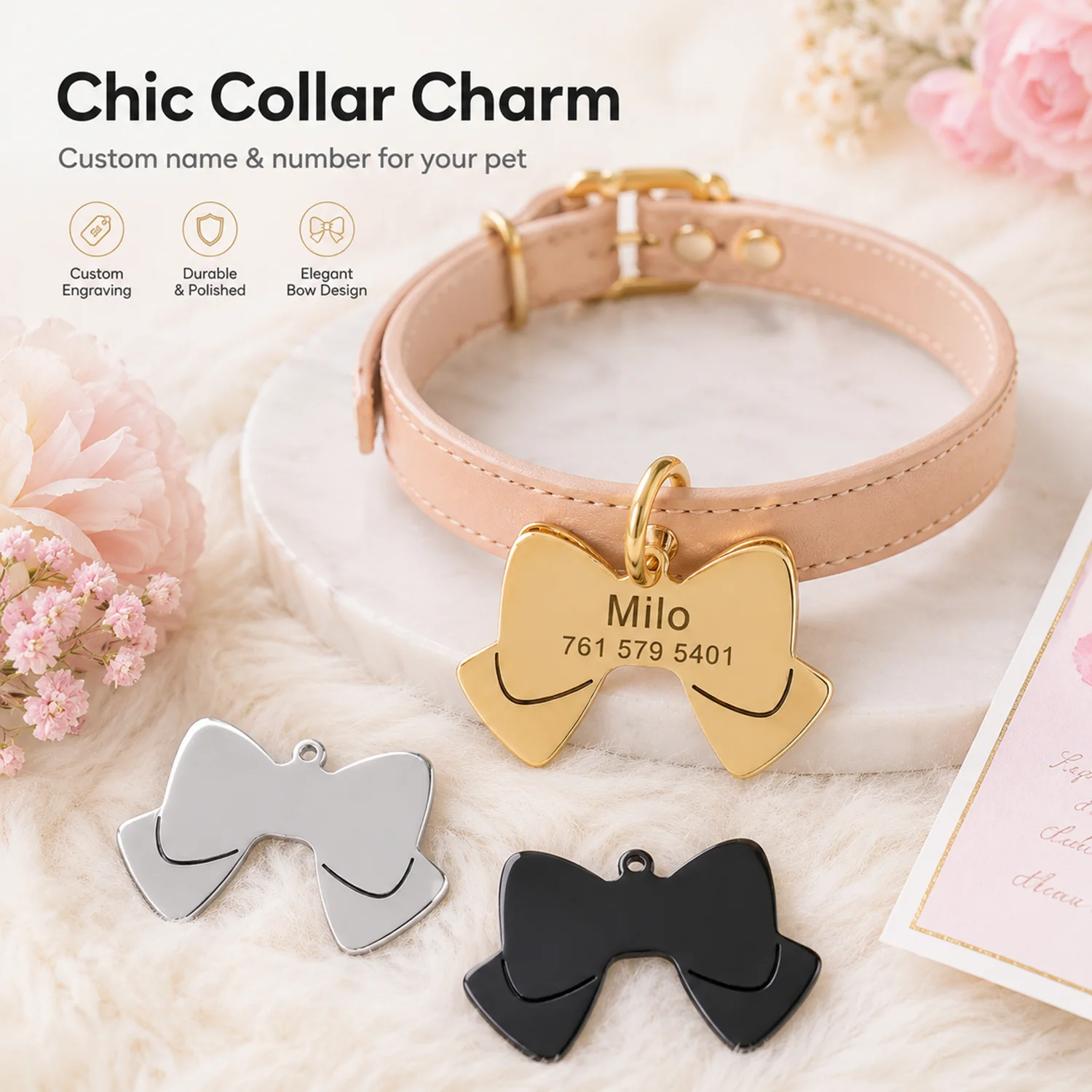 Custom Name Dog Tag Bow Shaped Personalized Name Pets Tag Laser Engraving Address Number Stainless Steel Customized Dog Tags
Custom Name Dog Tag Bow Shaped Personalized Name Pets Tag Laser Engraving Address Number Stainless Steel Customized Dog Tags