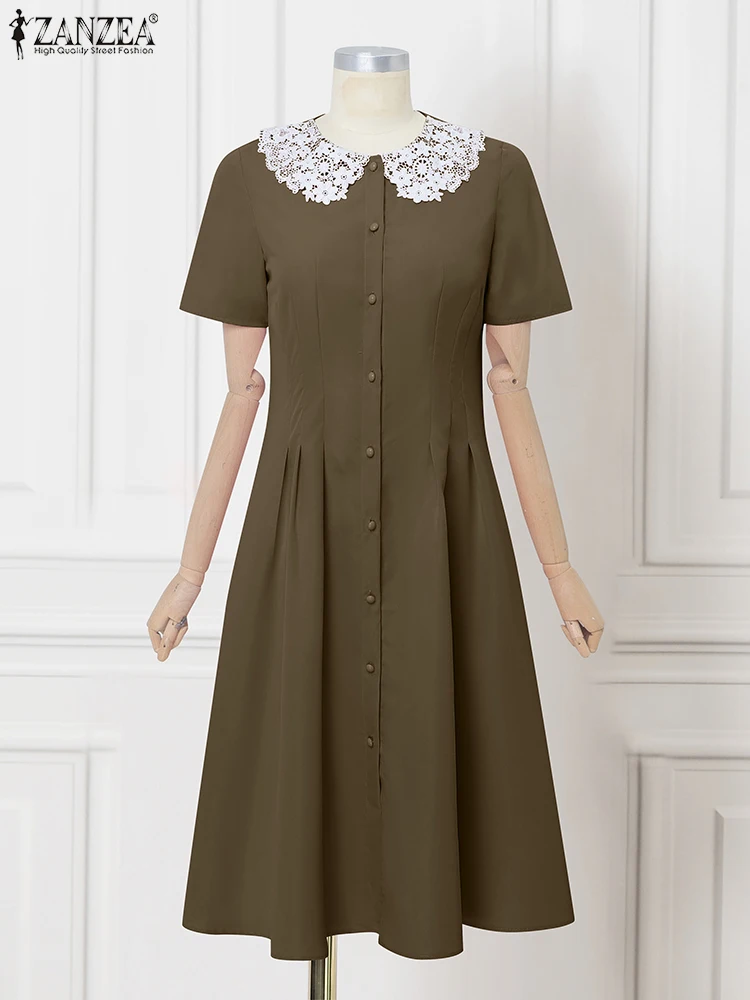 Casual Loose Maxi Dress Women Elegant Lace Patchwork Sundress Vestidos Solid Summer Short Sleeve Robe ZANZEA 2025 Fashion
Casual Loose Maxi Dress Women Elegant Lace Patchwork Sundress Vestidos Solid Summer Short Sleeve Robe ZANZEA 2025 Fashion