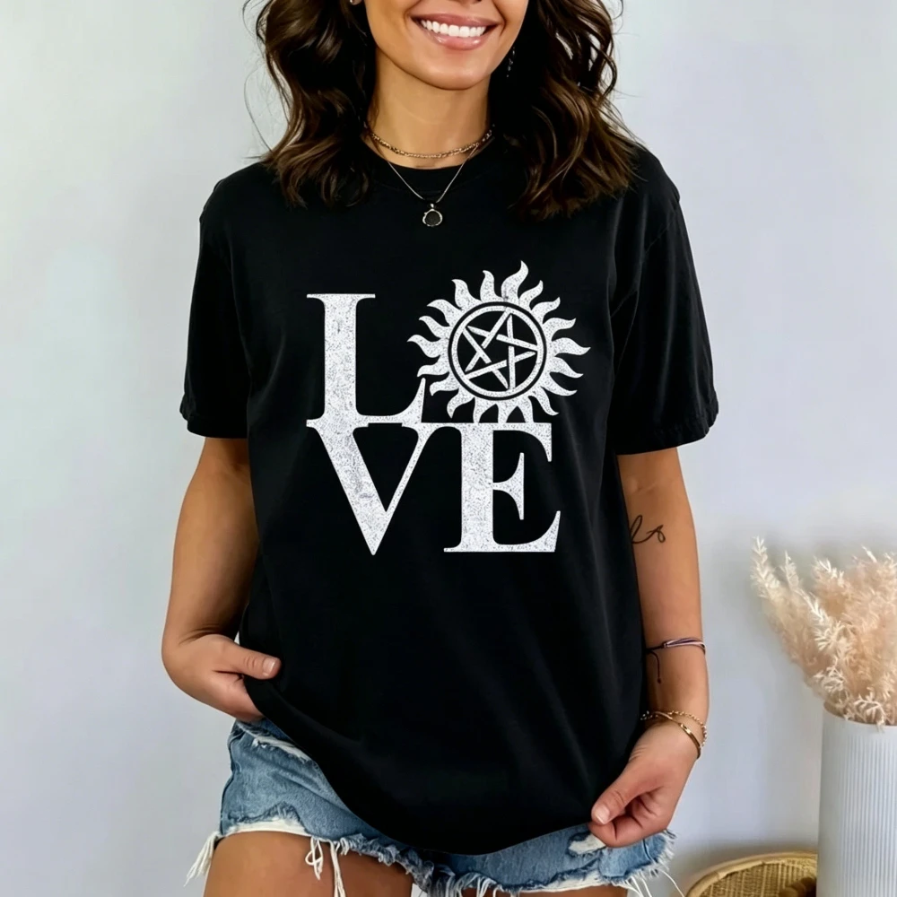 LOVE Supernatural Shirt Winchester Brother Tshirt Science Fiction TV Series Fans Tee SPN Lover Gift T-shirt Women Cotton Tops
LOVE Supernatural Shirt Winchester Brother Tshirt Science Fiction TV Series Fans Tee SPN Lover Gift T-shirt Women Cotton Tops