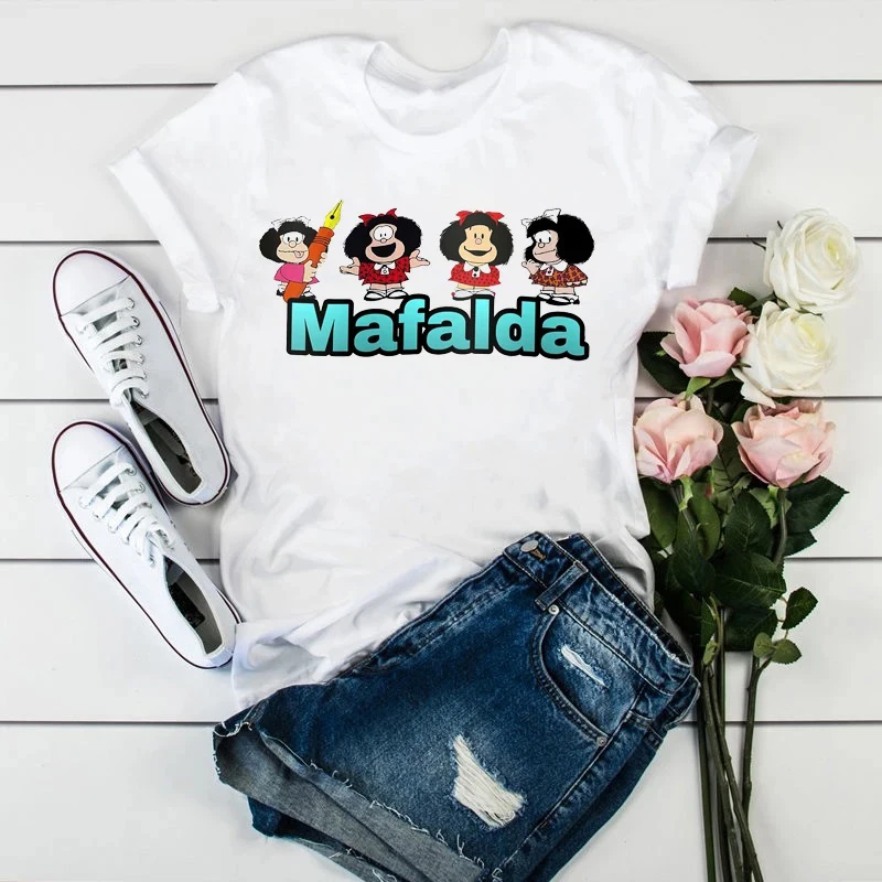Girls Short Sleeves Mafalda T-shirt Y2k Clothes Women Streetwear Clothing Kawaii Cartoon Tops Summer White Manga Graphic Blouse
Girls Short Sleeves Mafalda T-shirt Y2k Clothes Women Streetwear Clothing Kawaii Cartoon Tops Summer White Manga Graphic Blouse