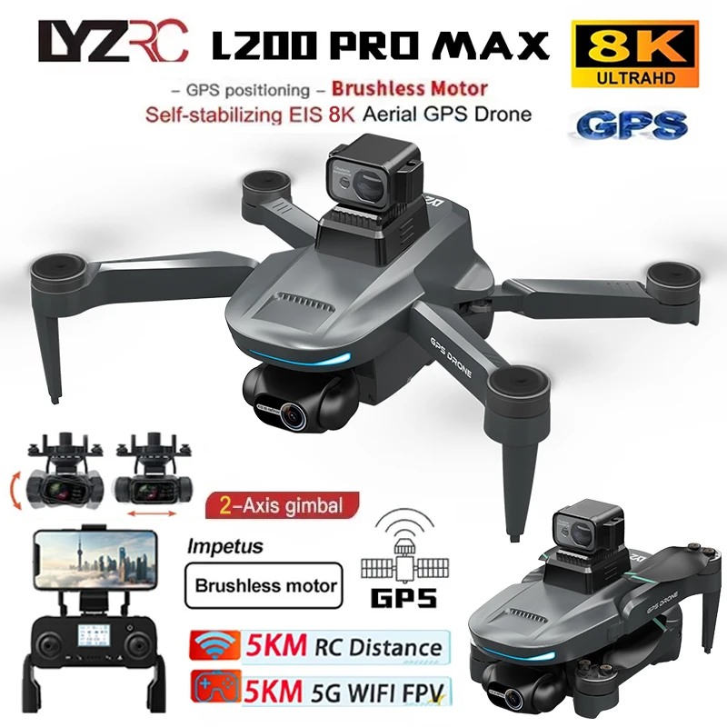LYZRC L200 PRO MAX Профессиональный дрон 8K Двойная камера HD Воздушная камера FPV 2-осевой подвес Бесщеточный вертолет Предотвращение препятствий
LYZRC L200 PRO MAX Профессиональный дрон 8K Двойная камера HD Воздушная камера FPV 2-осевой подвес Бесщеточный вертолет Предотвращение препятствий