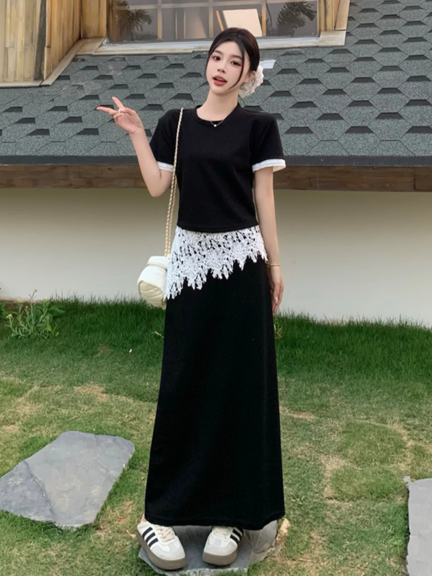Elegant Lace Splice Summer Outfit Two-Piece Set Women's plus Size Half Skirt Top High-End Sensation Cotton round Neck Short S...
Elegant Lace Splice Summer Outfit Two-Piece Set Women's plus Size Half Skirt Top High-End Sensation Cotton round Neck Short S...