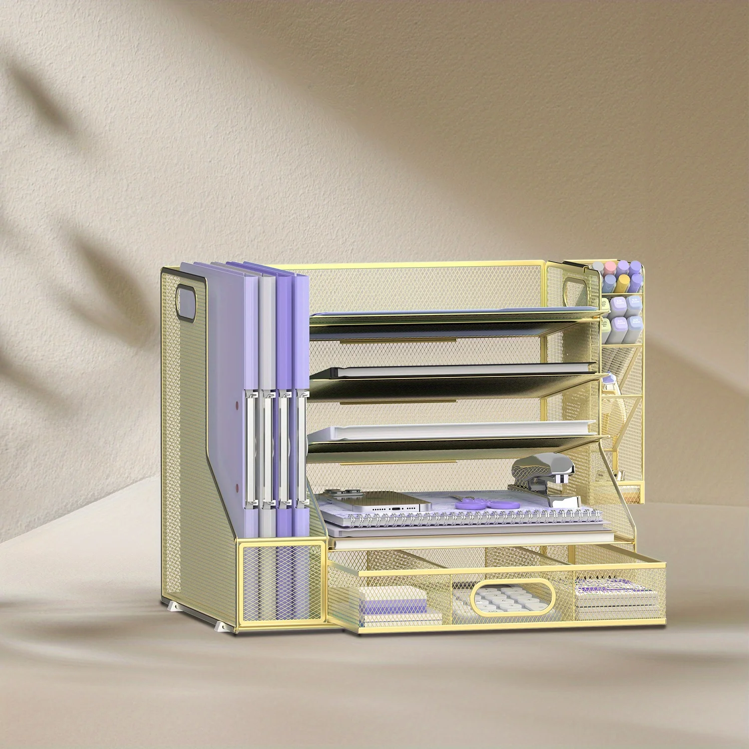 SUPEASY 5-Tier Desk Organizer, Paper Letter Tray Organizer, Inclined File Sorter With Pen Holder And Drawer, Desk Organizer And
SUPEASY 5-Tier Desk Organizer, Paper Letter Tray Organizer, Inclined File Sorter With Pen Holder And Drawer, Desk Organizer And
