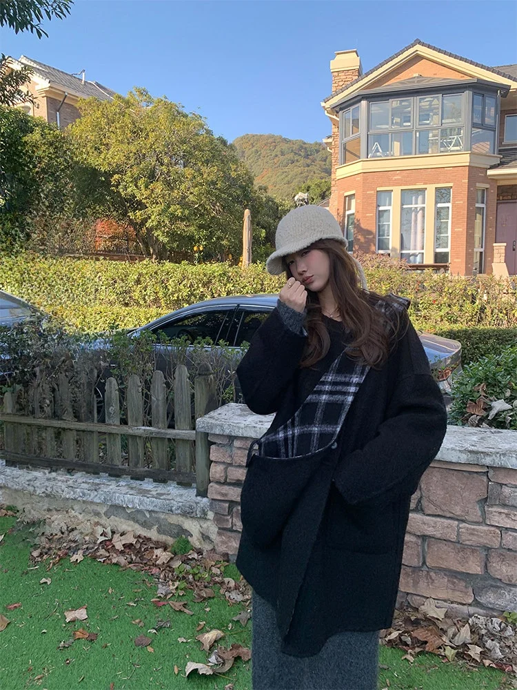 Hepburn Sle Detachable Plaid awl Hat Double Woolen Coat Young Women's Faion Winter Outerwear Pure E-commerce Ss
Hepburn Sle Detachable Plaid awl Hat Double Woolen Coat Young Women's Faion Winter Outerwear Pure E-commerce Ss