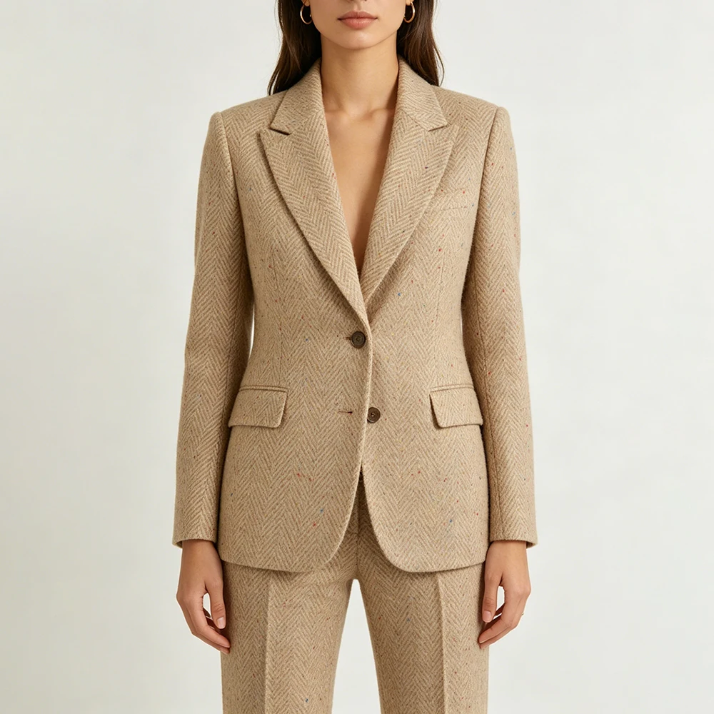 High Quality Tweed Women's Suits Elegant Single Breasted Peak Lapel Slim Fit Blazer Luxury 2 Piece Jacket Pants Blazer
High Quality Tweed Women's Suits Elegant Single Breasted Peak Lapel Slim Fit Blazer Luxury 2 Piece Jacket Pants Blazer