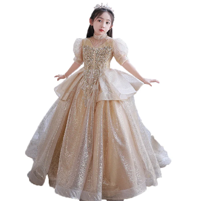 Girls' Heavy Industry Princess Dress Spring New Champagne Color Children's Host Fashion Show Piano Performance Dress
Girls' Heavy Industry Princess Dress Spring New Champagne Color Children's Host Fashion Show Piano Performance Dress
