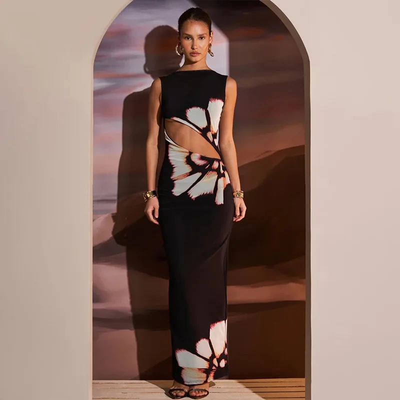 New Fashionable Retro Printed Sleeveless Hollow Out Sexy Slim Fit Patchwork Dress Vestidos Para Mujer Long Dresses Robes Longues
New Fashionable Retro Printed Sleeveless Hollow Out Sexy Slim Fit Patchwork Dress Vestidos Para Mujer Long Dresses Robes Longues