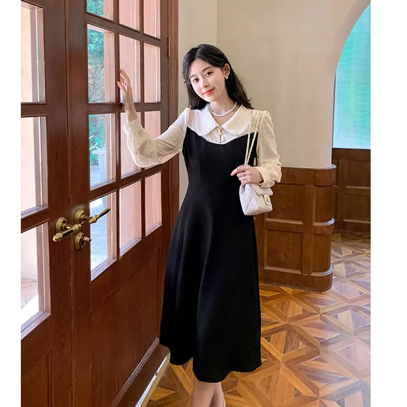 Autumn Sweet Peter Pan Collar Women Dress Retro Lace Patchwork Korea Princess Long Sleeve Party A Line Black Dress Vestido 2023
Autumn Sweet Peter Pan Collar Women Dress Retro Lace Patchwork Korea Princess Long Sleeve Party A Line Black Dress Vestido 2023
