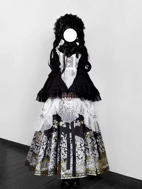 Gothic Style Lolita Autumn Winter Set Ming Dynasty Tail Skirt Hanfu Women's Traditional Costume
Gothic Style Lolita Autumn Winter Set Ming Dynasty Tail Skirt Hanfu Women's Traditional Costume