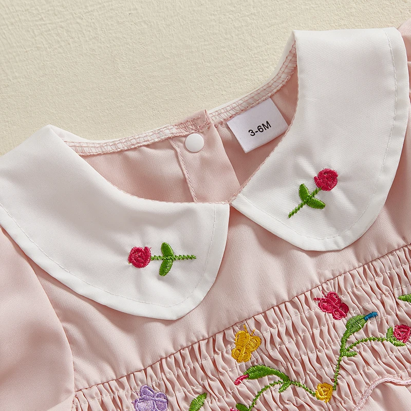 Toddler Girl Floral Embroidered Romper with Short Sleeves and Doll Collar Cute Summer Jumpsuit for Casual Wear
Toddler Girl Floral Embroidered Romper with Short Sleeves and Doll Collar Cute Summer Jumpsuit for Casual Wear