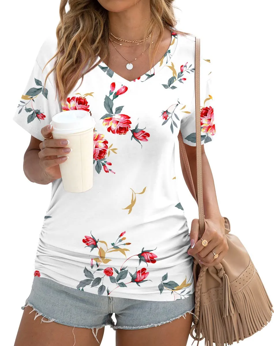 Womens 2024 Summer Small Floral Pattern Print T shirts Casual Short Sleeve Tee Fashions V Neck Women's Clothing Tops
Womens 2024 Summer Small Floral Pattern Print T shirts Casual Short Sleeve Tee Fashions V Neck Women's Clothing Tops