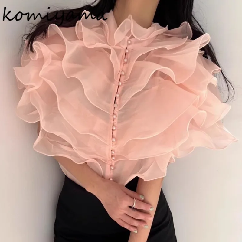 Cascading Ruffle Blusas Mujer Pearl Single Breasted Shirts & Blouses Summer 2025 Woman Clothing All-amtch Camisas Trendy Ropa
Cascading Ruffle Blusas Mujer Pearl Single Breasted Shirts & Blouses Summer 2025 Woman Clothing All-amtch Camisas Trendy Ropa