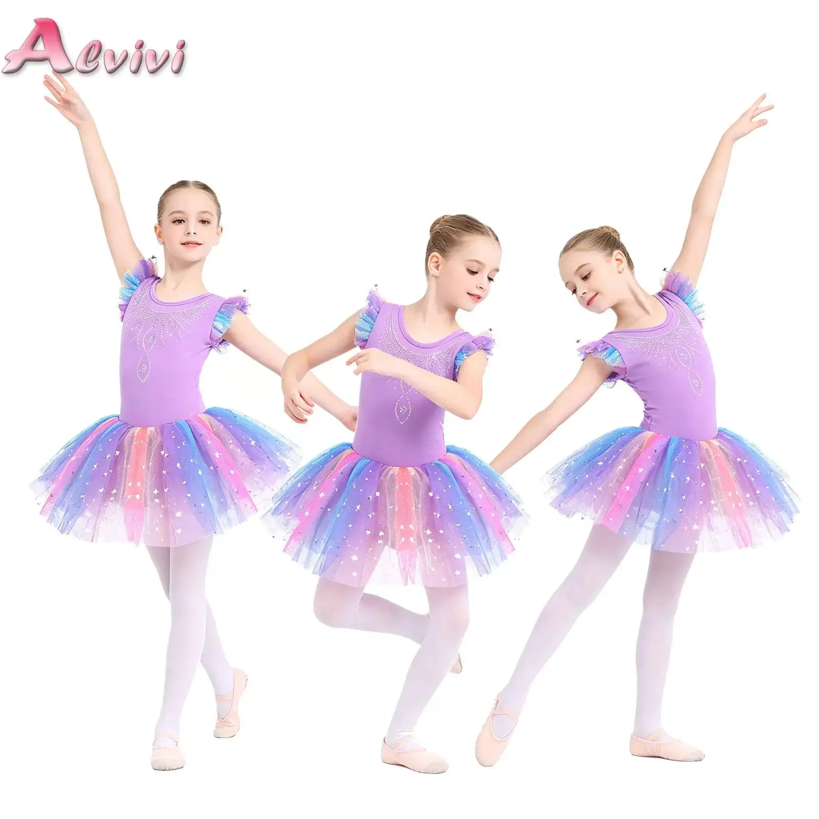 Kids Girls Ballet Dance Tutu Dress Flutter-sleeve Cross Back Shiny Rhinestone Bodice Sequin Tulle Dress for Practice Performance
Kids Girls Ballet Dance Tutu Dress Flutter-sleeve Cross Back Shiny Rhinestone Bodice Sequin Tulle Dress for Practice Performance