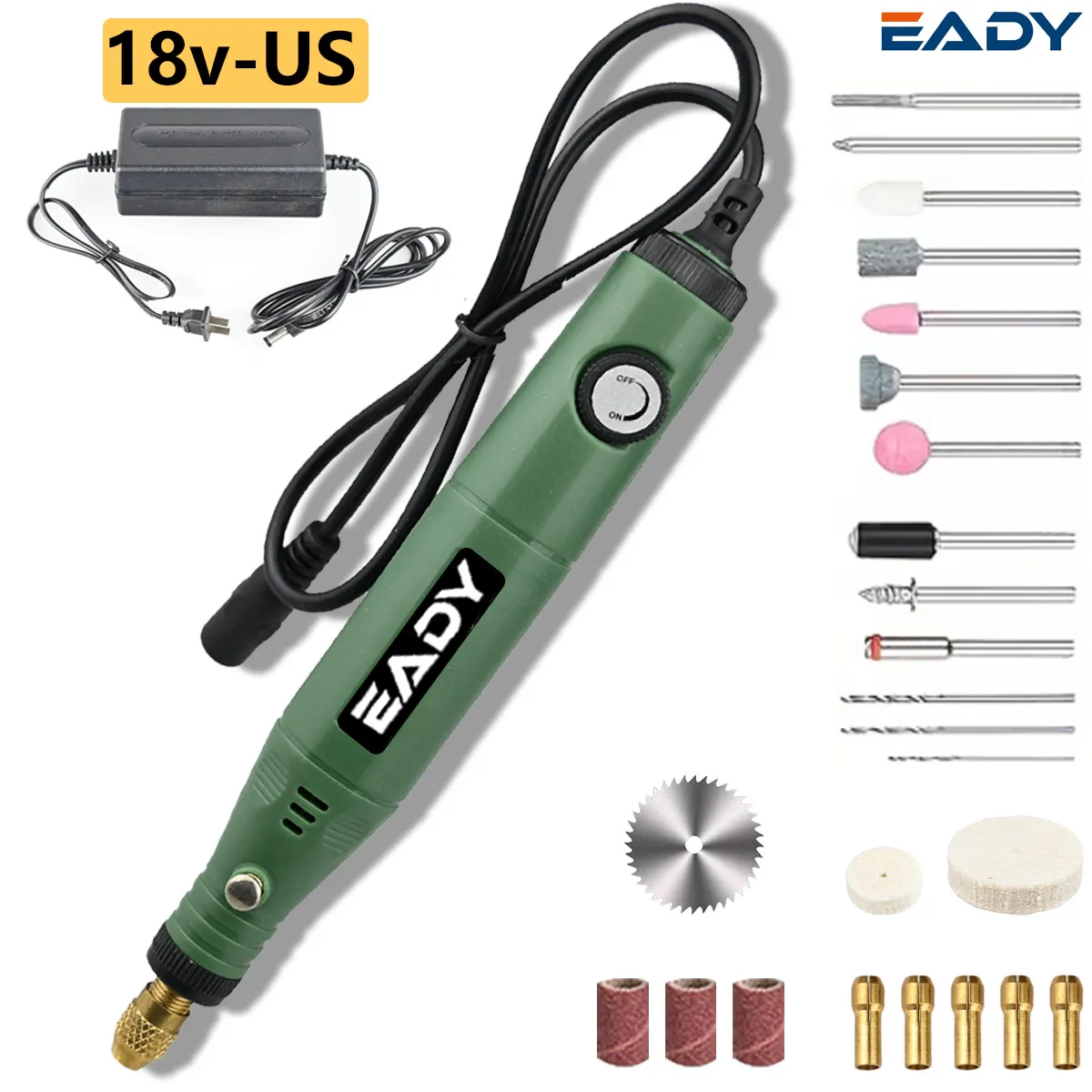 EADY 18V Electric Rotary Tool Kit 16000RPM Variable Speed Multifunctional Grinder with Accessories for Polishing Engraving Drill
EADY 18V Electric Rotary Tool Kit 16000RPM Variable Speed Multifunctional Grinder with Accessories for Polishing Engraving Drill