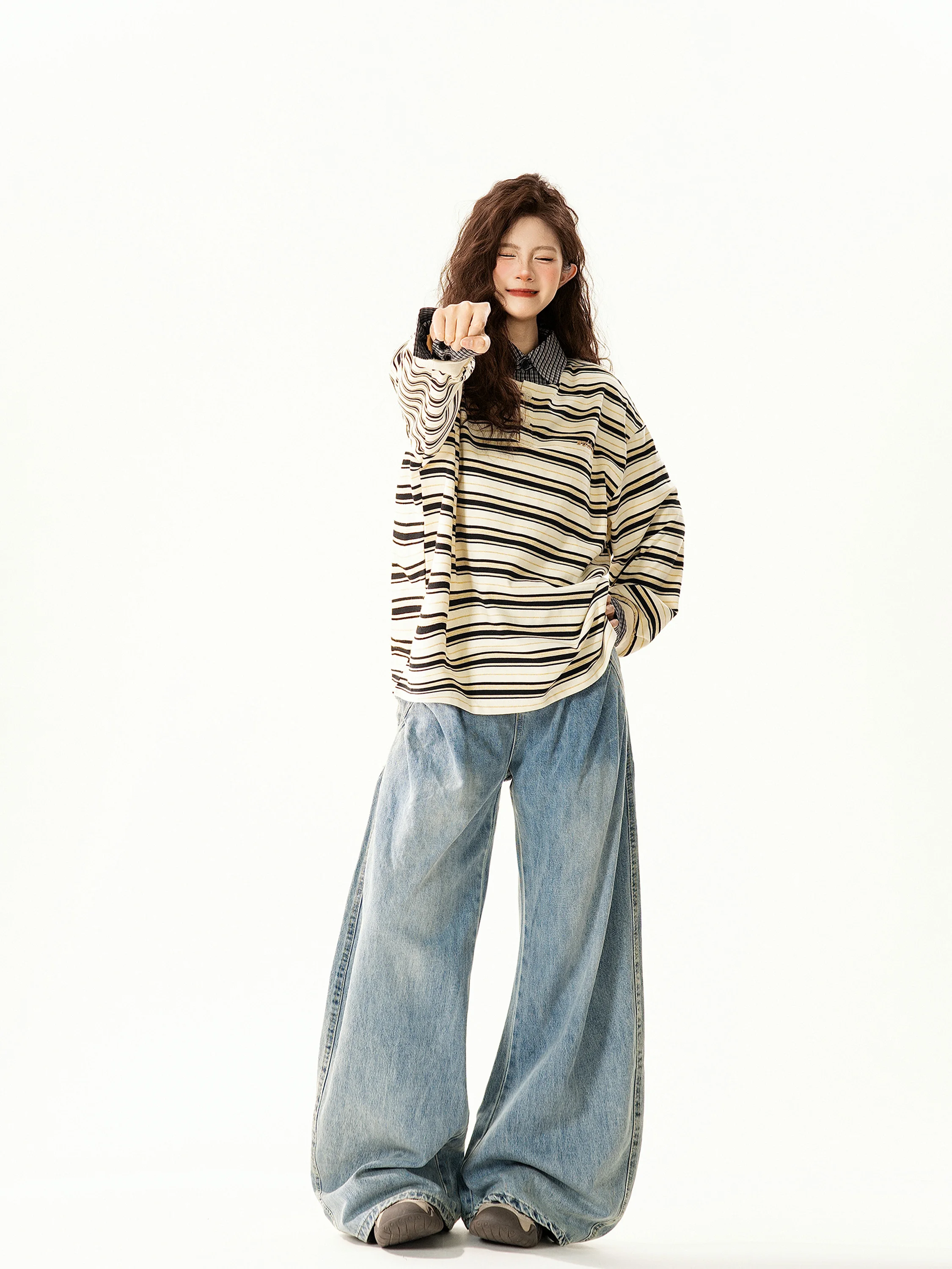 Retro American Color Block Stripe Fake Two-Piece Shirt Women Loose Casual Versatile Couple Top Trendy Long Sleeve
Retro American Color Block Stripe Fake Two-Piece Shirt Women Loose Casual Versatile Couple Top Trendy Long Sleeve