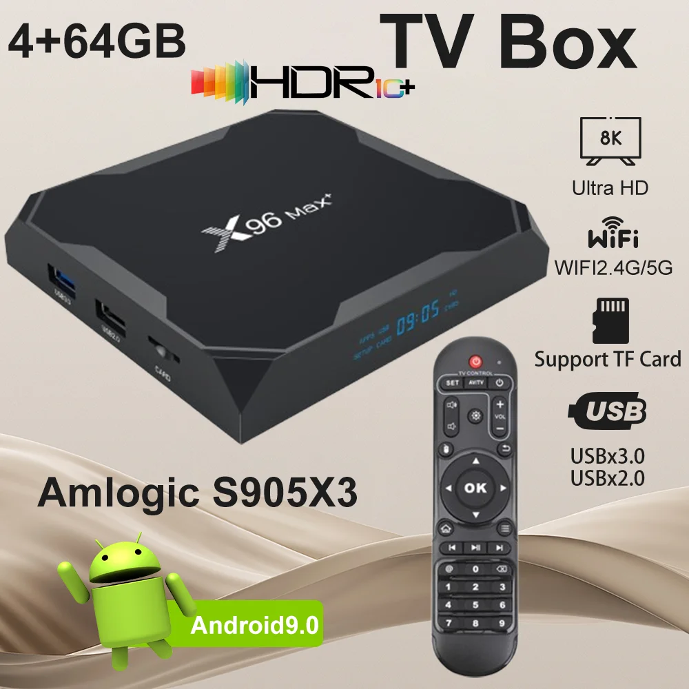Смарт ТВ-приставка 2026 X96Max+ 4+64 ГБ, Android 9, Amlogic S905X3 Quad Core, 8K, 4K, Wi-Fi 2.4G/5G, Bluetooth, медиаплеер, ТВ-бокс
Смарт ТВ-приставка 2026 X96Max+ 4+64 ГБ, Android 9, Amlogic S905X3 Quad Core, 8K, 4K, Wi-Fi 2.4G/5G, Bluetooth, медиаплеер, ТВ-бокс