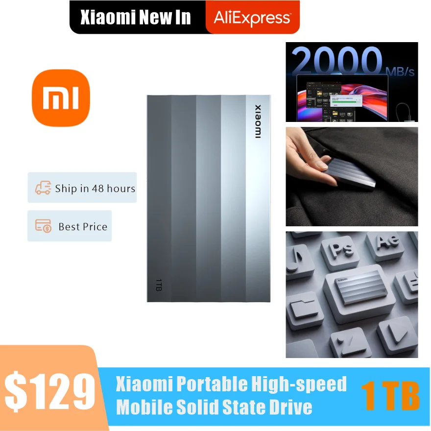 Портативный высокоскоростной твердотельный накопитель Xiaomi 1 ТБ SSD, мобильные жесткие диски, внешний накопитель, Декорации для ноутбука, телефона xiaomi
Портативный высокоскоростной твердотельный накопитель Xiaomi 1 ТБ SSD, мобильные жесткие диски, внешний накопитель, Декорации для ноутбука, телефона xiaomi